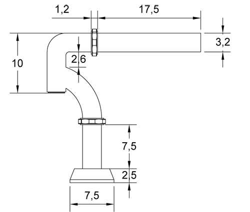 Brass basin column trap SICUR series 1 1/4