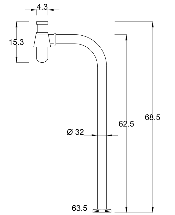 Brass basin bottle trap TALL series 1 1/4