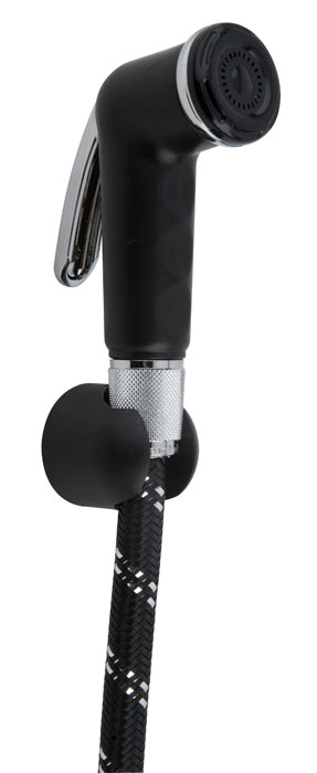 Set doccia bidet polipropilene nero serie MOON pulsante cromo