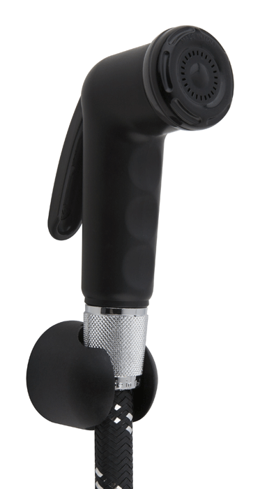 Set doccia bidet polipropilene nero serie MOON pulsante grigio