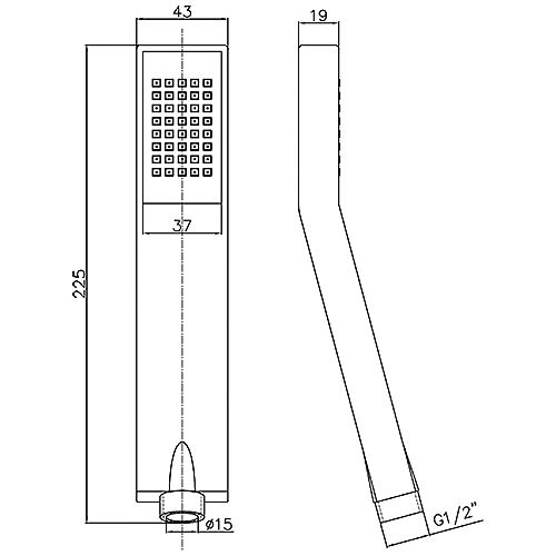 ABS hand shower 1 jet CARRE series