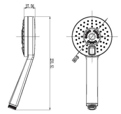 ABS hand shower 2 jets AeroTek FLAT TOUCH