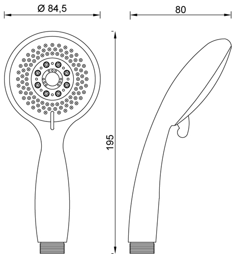 ABS hand shower 3 jets GRIS series