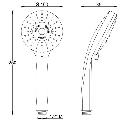 ABS hand shower 3 jets OASI