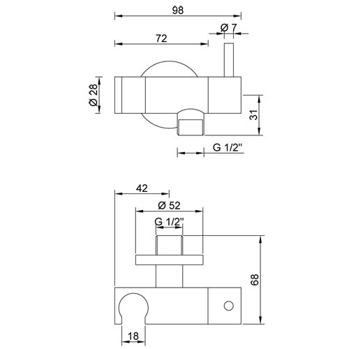 Supporto doccia incasso con rubinetto ottone serie ROUND