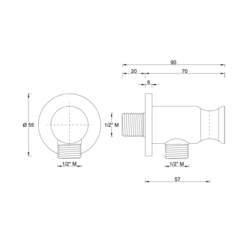 Supporto doccia incasso ottone serie ROUND