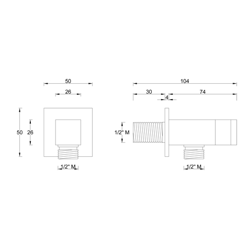 Supporto doccia incasso ottone serie SQUARE