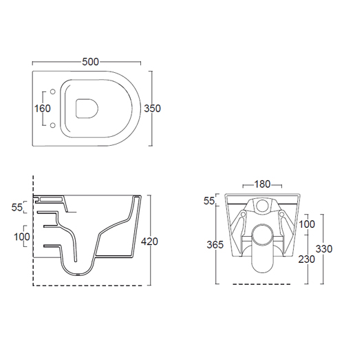 WC ceramica sospeso serie FORM SQUARE