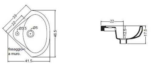 Lavabo sospeso ceramica ad angolo serie SLEEPY